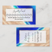 ブルーアートモダンティール（緑がかった色）サンディビーチウォーターカラー ロイヤリティカード (正面/裏面)