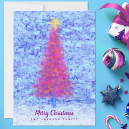 ブルーアーバンウォール付きグラフィティピンクのクリスマスツリー カード