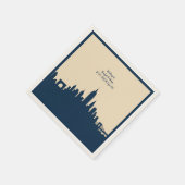 ブルーアーバンモダンシティ結婚スカイライン スタンダードカクテルナプキン (角)