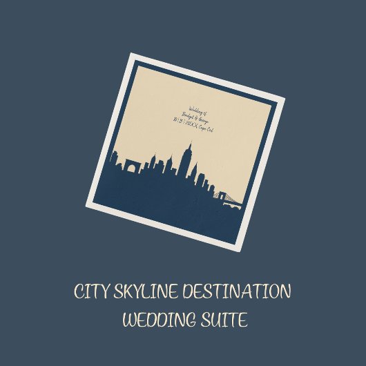 ブルーアーバンモダンシティ結婚スカイライン スタンダードカクテルナプキン