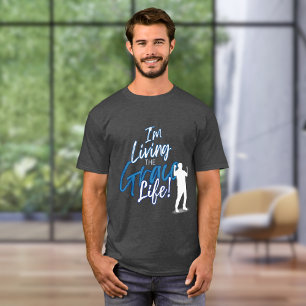 ブルーアーバン私はグレイスライフシルエットを生きている Tシャツ