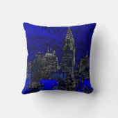 ブルーアーポップ・アートのトニューヨークシティピロー クッション (裏面)