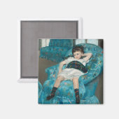 ブルーアームチェア小さな女の子 |メアリー・カッサット マグネット (正面/裏面)