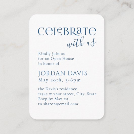 ブルーアーモダンチフォト卒業発表 エンクロージャーカード (裏面)