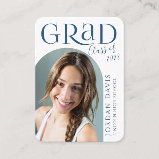 ブルーアーモダンチフォト卒業発表 エンクロージャーカード (正面)