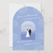 ブルーアーモダンチボタニカル結婚式招待状 招待状 (正面)