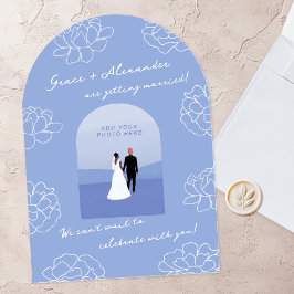 ブルーアーモダンチボタニカル結婚式招待状 招待状