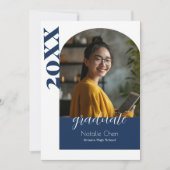 ブルーアーモダンチ写真卒業パーティー 招待状 (正面)