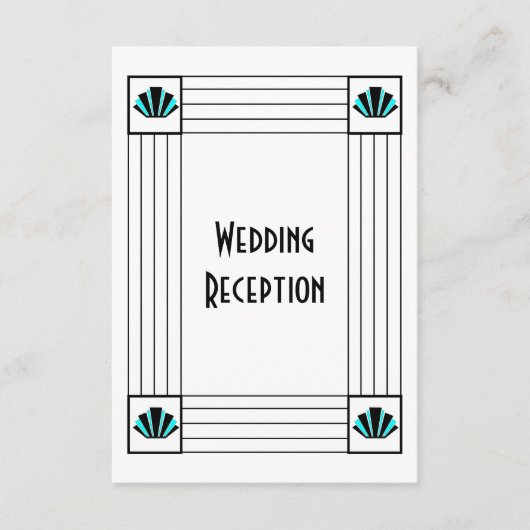 ブルーアールデコデザインウェディングレセプション エンクロージャーカード (正面)