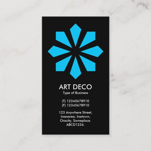 ブルーアールデコフラワースター – 黒 名刺 (正面)