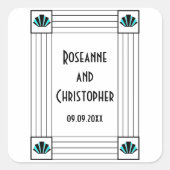 ブルーアールデコ結婚デザイン スクエアシール (正面)