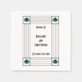 ブルーアールデコ結婚デザイン スタンダードカクテルナプキン (正面)