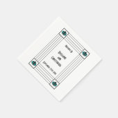 ブルーアールデコ結婚デザイン スタンダードカクテルナプキン (角)