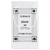 ブルーアールデコ結婚デザイン スモールペーパーバッグ (裏面)