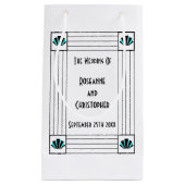 ブルーアールデコ結婚デザイン スモールペーパーバッグ (正面)