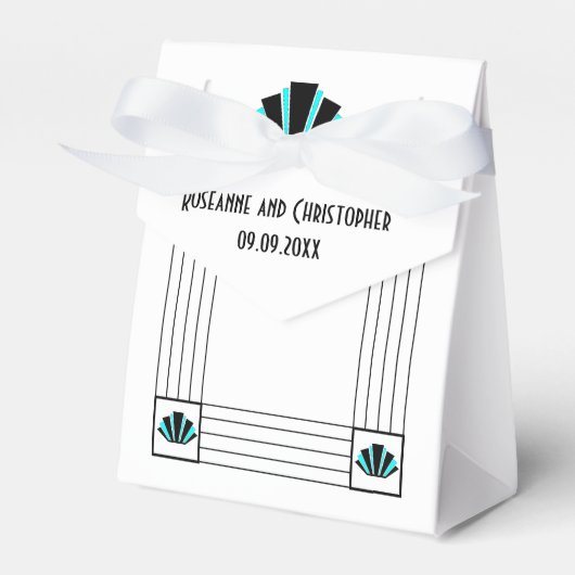 ブルーアールデコ結婚デザイン フェイバーボックス (正面サイド)