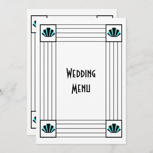 ブルーアールデコ結婚デザイン メニュー (正面/裏面)