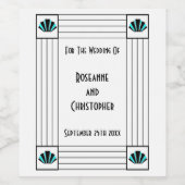 ブルーアールデコ結婚デザイン ワインラベル (シングルラベル)