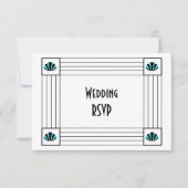 ブルーアールデコ結婚デザイン 出欠カード (正面)