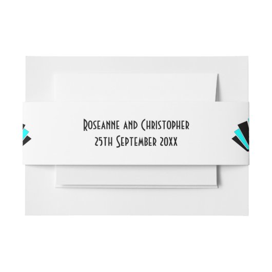 ブルーアールデコ結婚デザイン 招待状ベリーバンド (正面例)