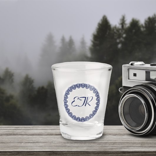 ブルーアールヌーボーモノグラム ショットグラス