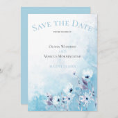 ブルーア淡い色のネモネガーデンザデイト保存 招待状 (正面/裏面)