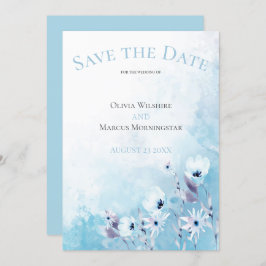 ブルーア淡い色のネモネガーデンザデイト保存 招待状