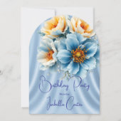 ブルーイかわいらしロフラワーバースデーパーティー 招待状 (正面)