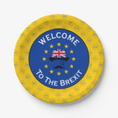 ブルーイエロおもしろいーヨーロピアンユニオンブレキシットベクトル ペーパープレート (正面)