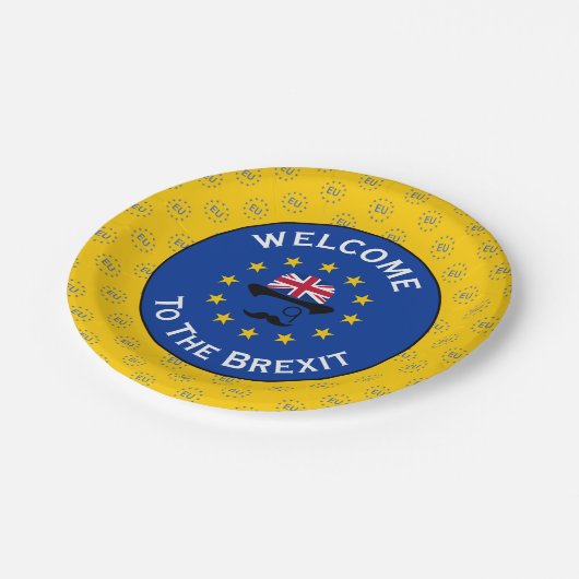 ブルーイエロおもしろいーヨーロピアンユニオンブレキシットベクトル ペーパープレート (アングル)