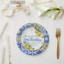 ブルーイエロイタリアンイルズレモン柑橘類金ゴールドフレーム