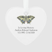 ブルーイエロパーソナライズされたーバタフライメモリアル オーナメント (正面)