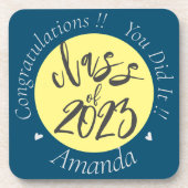 ブルーイエローおめでとう卒業 コースター (正面)