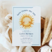 ブルーイエローこ来この息子の男の子のシャワー 招待状