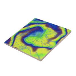 ブルーイエローとグリーンタイダイ タイル