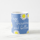 ブルーイエローアンドホワイトデイジーかわいいことわざ コーヒーマグカップ (中央)