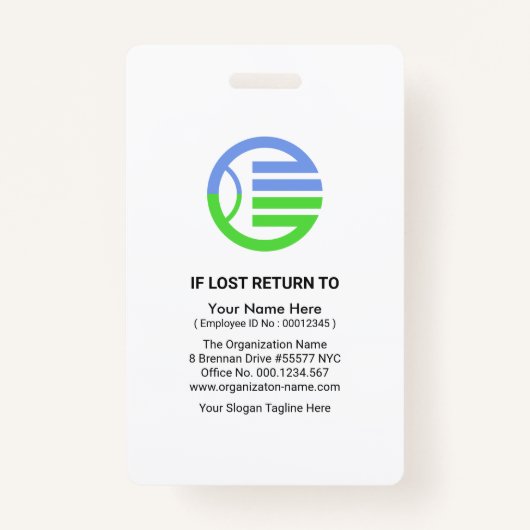 ブルーイエローウェーブ写真テンプレートスタッフID バッジ (裏面)