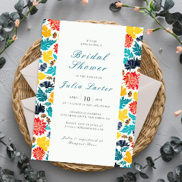 ブルーイエローウォーターカラーサンフラワーズブライダルシャワー 招待状