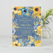 ブルーイエローウォーター色の牡丹結婚の 招待状 (スタンド正面)