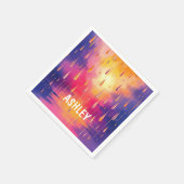 ブルーイエローウォーター色の雨滴カラフル スタンダードカクテルナプキン (角)