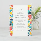 ブルーイエローウォーター色ひまわり写真結婚の 招待状 (スタンド正面)