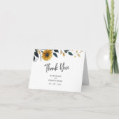 ブルーイエローウォーター色ワイルドフラワー結婚ズの写真 サンキューカード (正面)