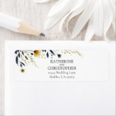 ブルーイエローウォーター色ワイルドフラワー結婚ズリターン ラベル (インサイチュ)