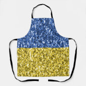 ブルーイエローウクライナ国旗のグリッターフェイクキラキラ エプロン (正面)