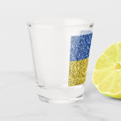 ブルーイエローウクライナ国旗のグリッターフェイクキラキラ ショットグラス (左)