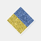 ブルーイエローウクライナ国旗のグリッターフェイクキラキラ スタンダードカクテルナプキン (角)