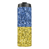 ブルーイエローウクライナ国旗のグリッターフェイクキラキラ タンブラー (正面)