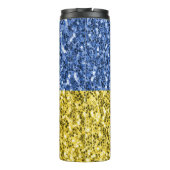 ブルーイエローウクライナ国旗のグリッターフェイクキラキラ タンブラー (裏面)