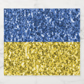 ブルーイエローウクライナ国旗のグリッターフェイクキラキラ ビールラベル (シングルラベル)