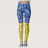 ブルーイエローウクライナ国旗のグリッターフェイクキラキラ レギンス (正面)